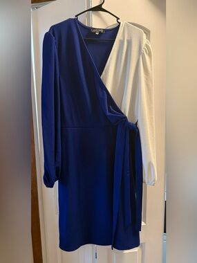 kasper royal blue dress Kasper Women's Soft V-Neck Tiered Midi Dress - Royal